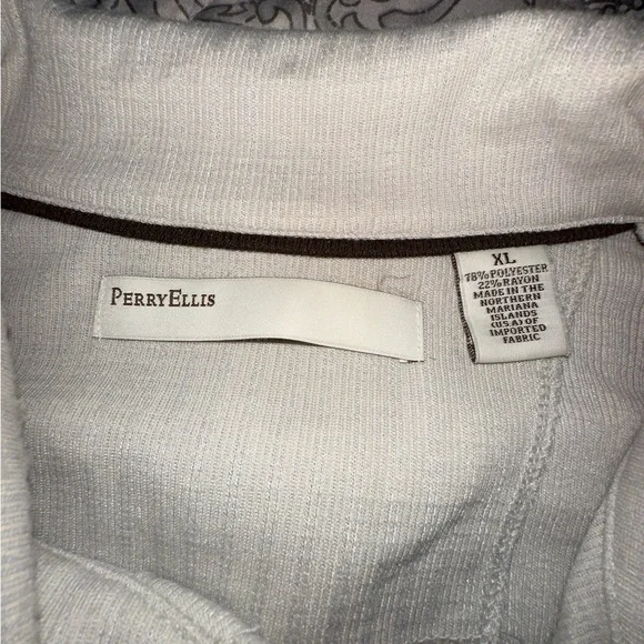 Perry Ellis Cream Short Sleeve Shirt - Picture 4 of 4